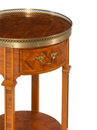 A Pair of XV/XVI Transitional Style Gilt Metal Mounted Parquetry Side Tables