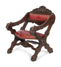 A Venetian Carved Walnut Armchair