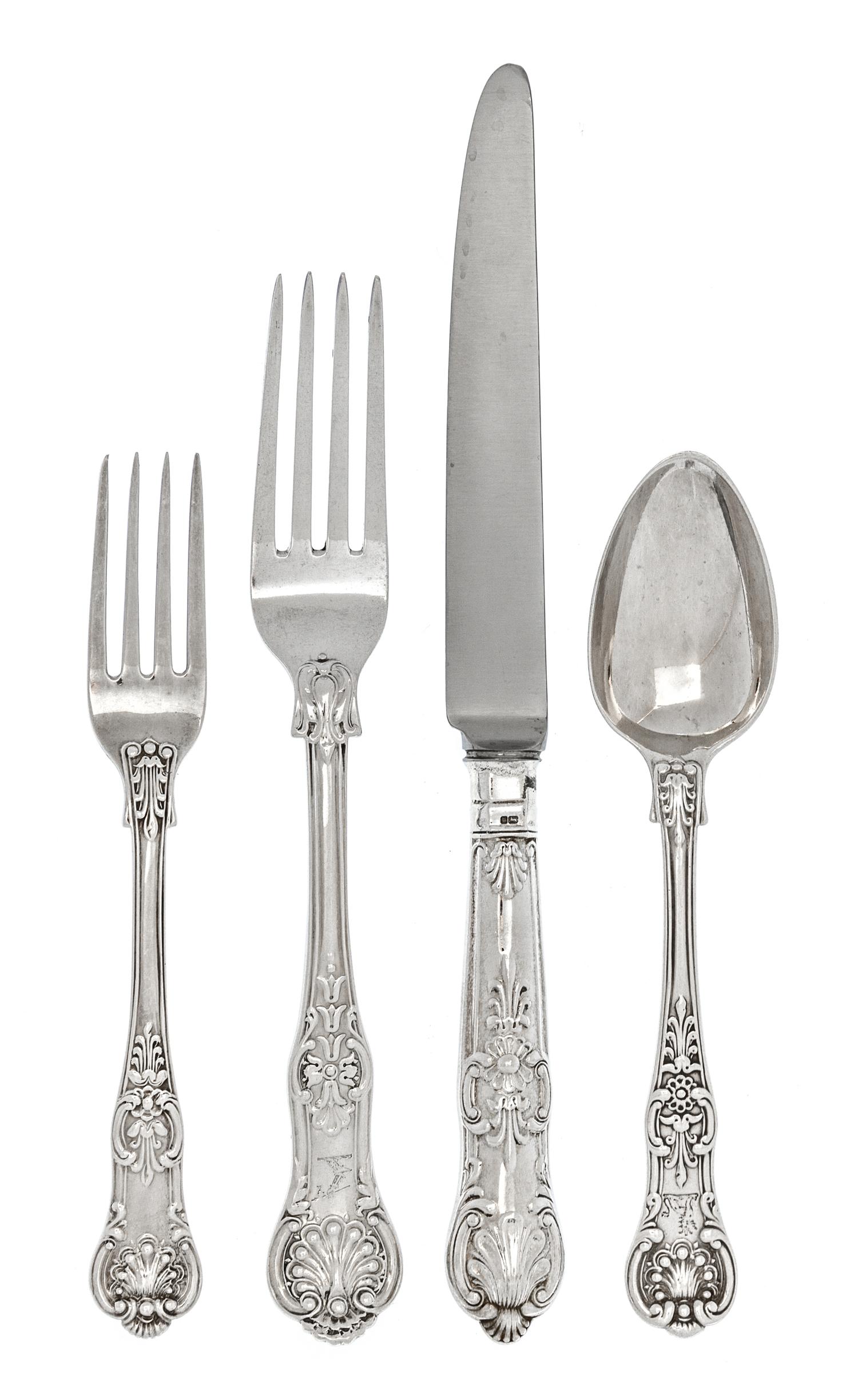 An Assembled Victorian Silver Flatware Service, Various Makers including William Smily, George Adams, William Eaton and others, London,