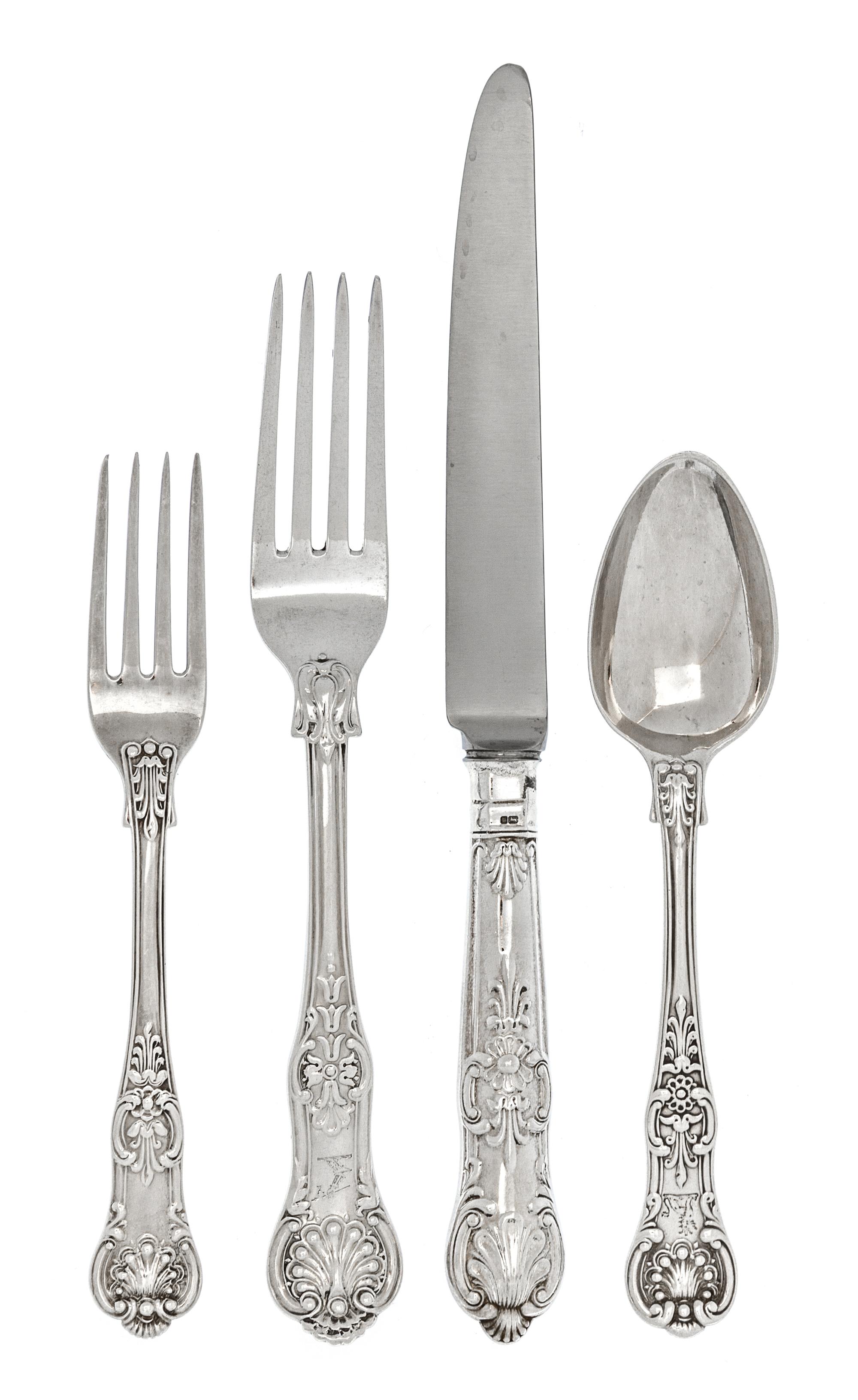 An Assembled Victorian Silver Flatware Service, Various Makers including William Smily, George Adams, William Eaton and others, London,