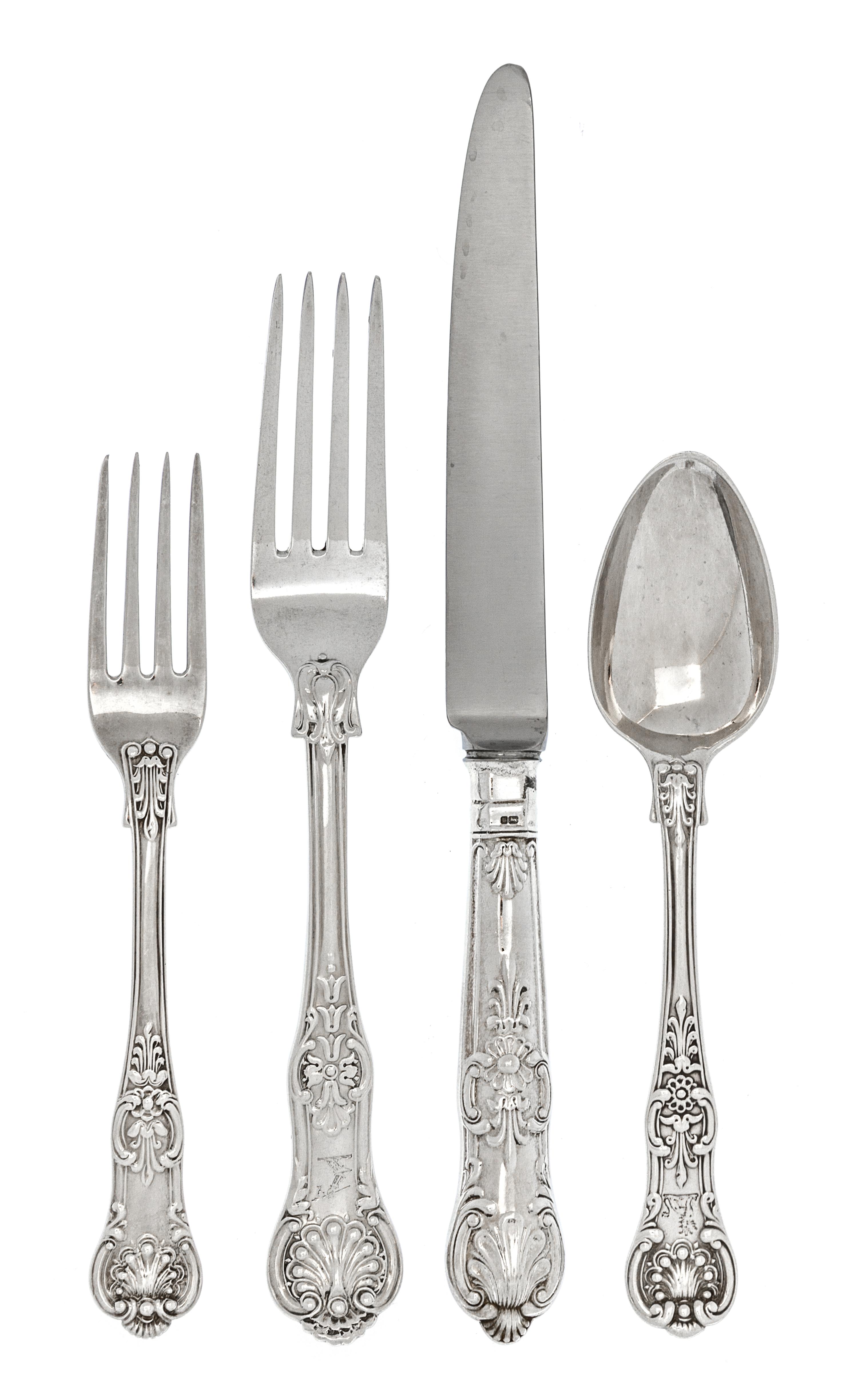 An Assembled Victorian Silver Flatware Service, Various Makers including William Smily, George Adams, William Eaton and others, London,
