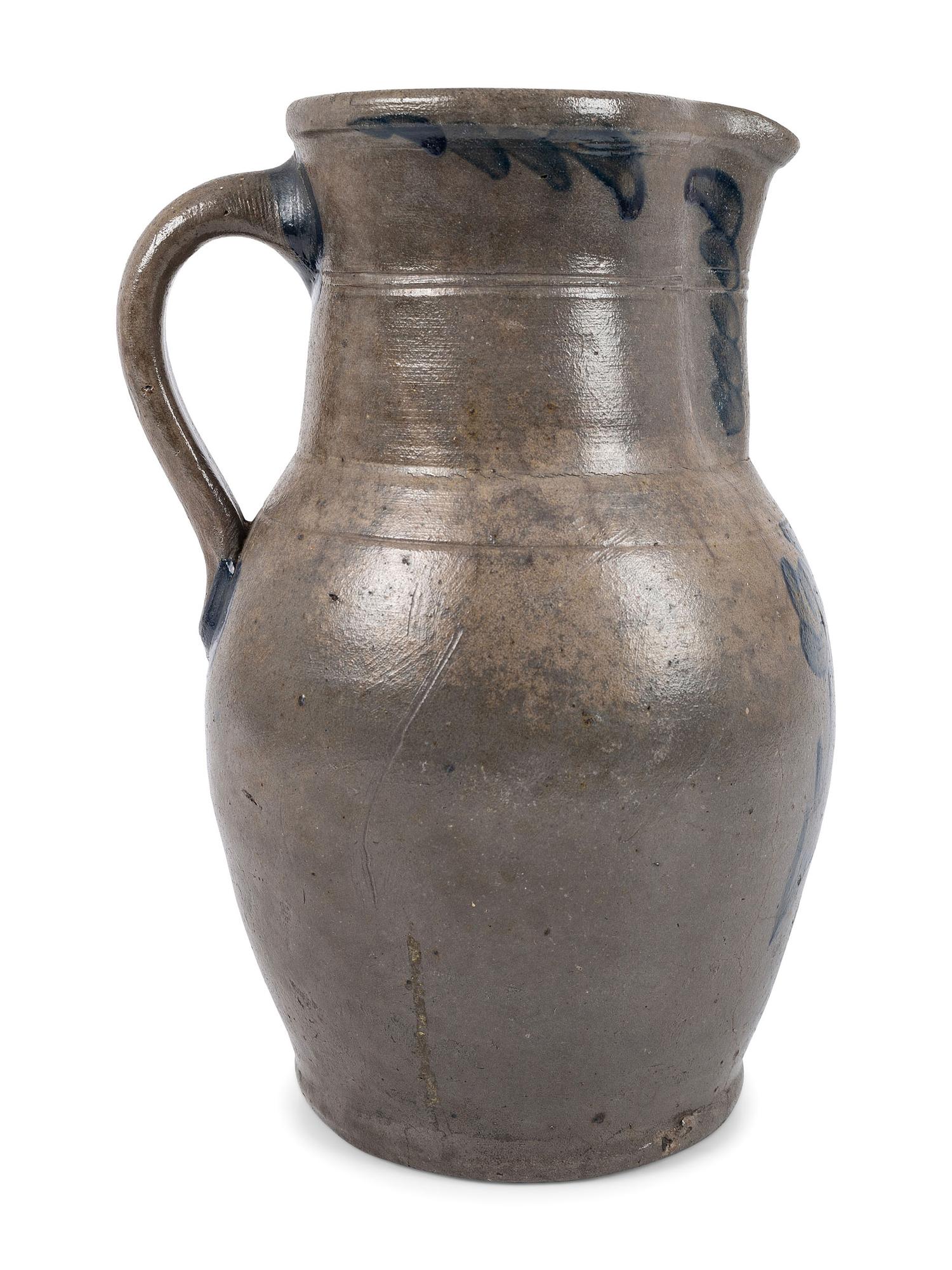 A Cobalt Decorated Stoneware Pitcher