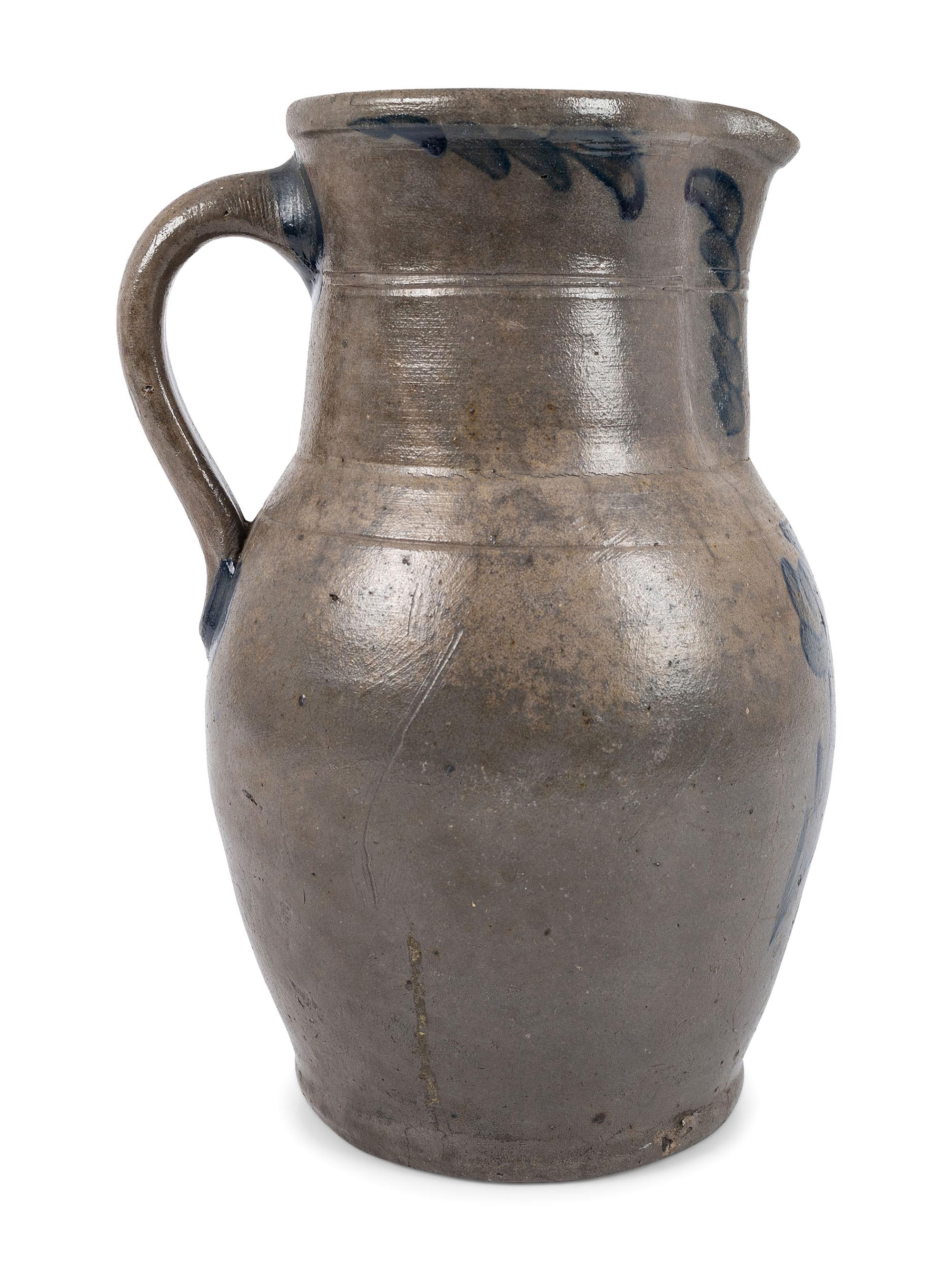 A Cobalt Decorated Stoneware Pitcher