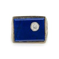 Lapis Lazuli, Diamond, and White Gold Ring