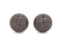 A Pair of White Gold and Black Diamond Earrings,