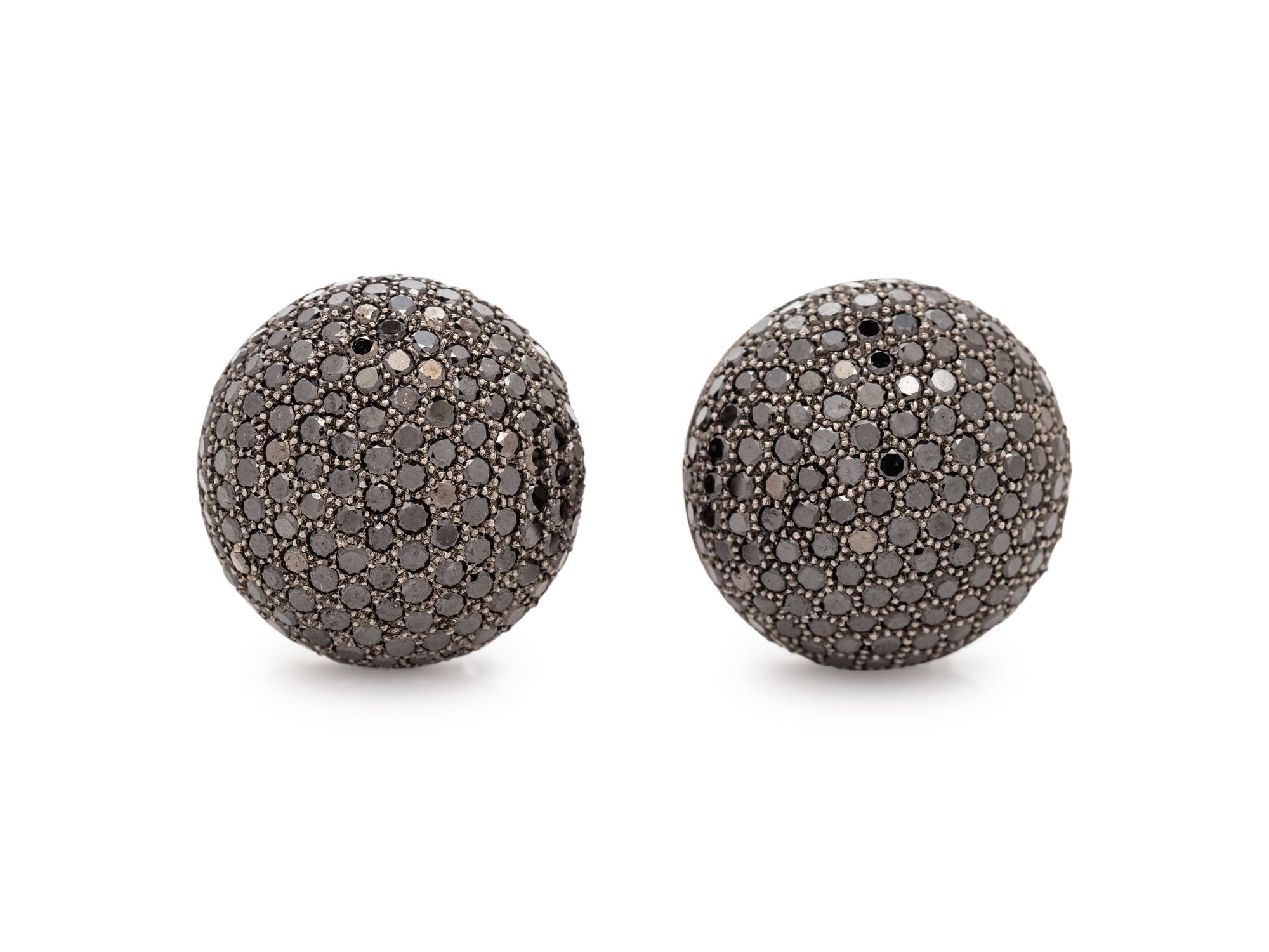 A Pair of White Gold and Black Diamond Earrings,