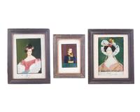 A Group of Three Reverse-Painted Portraits, First Half 19th Century