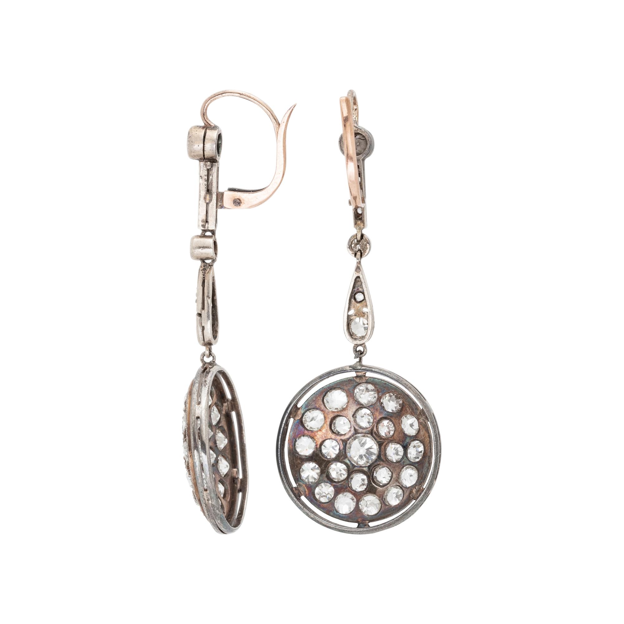 ANTIQUE, DIAMOND EARRINGS