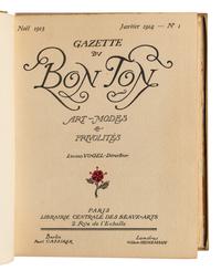[FRENCH COSTUME]. HERMANN, Lucien Antoine (1886-1954). Gazette du Bon Ton Art-Modes & Frivolites. Paris, Berlin & London: Librairie Centrale Des Beaux-Arts, Paul Cassirer, and William Heinemann, Christmas 1913 – June 1914.