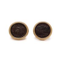 BULGARI, YELLOW GOLD AND COIN CUFFLINKS