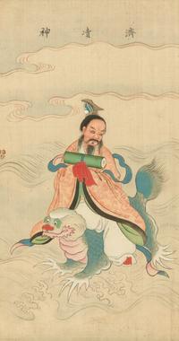 Two Chinese Ink and Color on Paintings Depicting Taoist Immortals