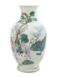 A Chinese Famille Rose Porcelain Baluster Vase