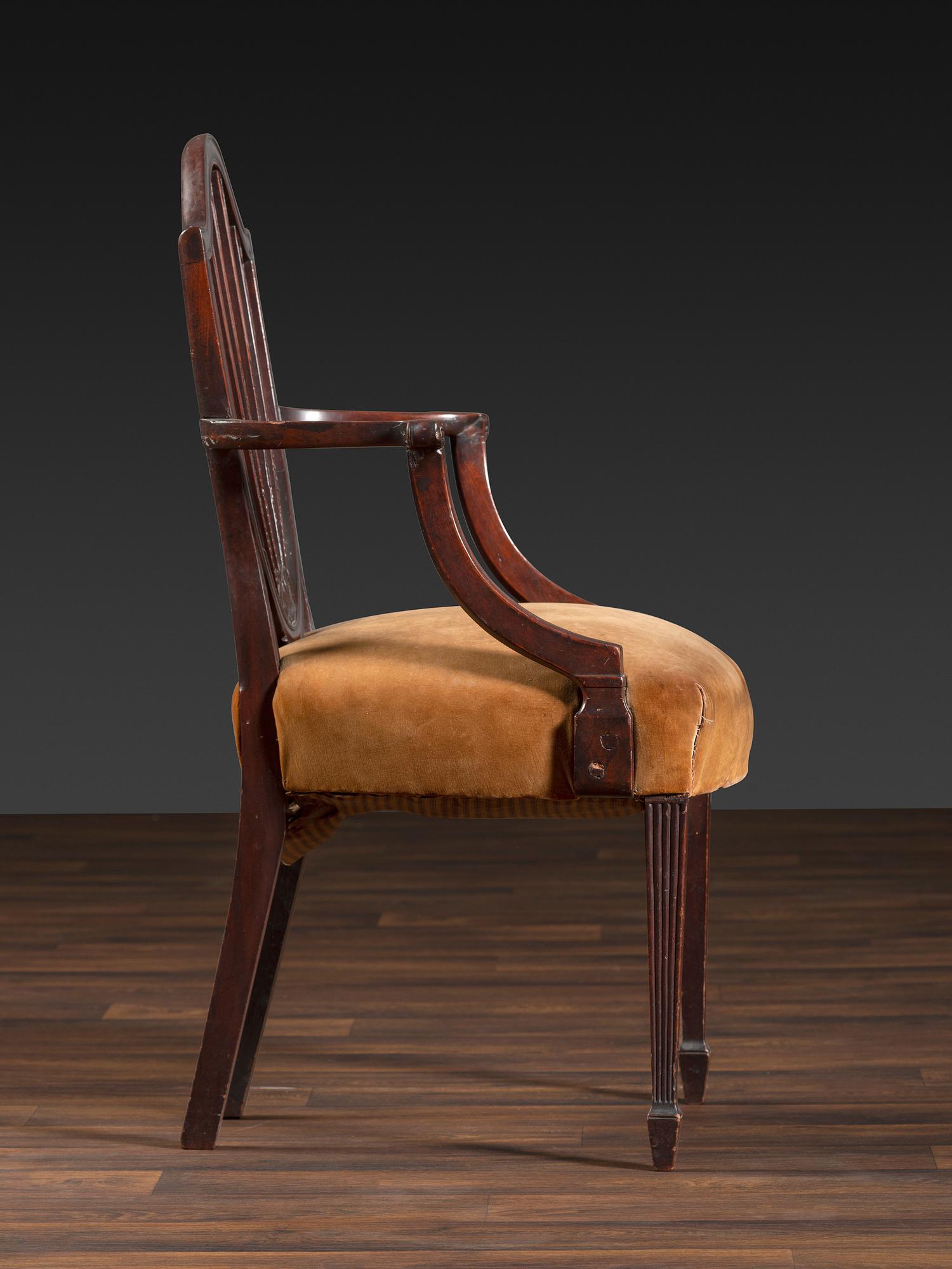 A Federal Carved Mahogany Open Armchair