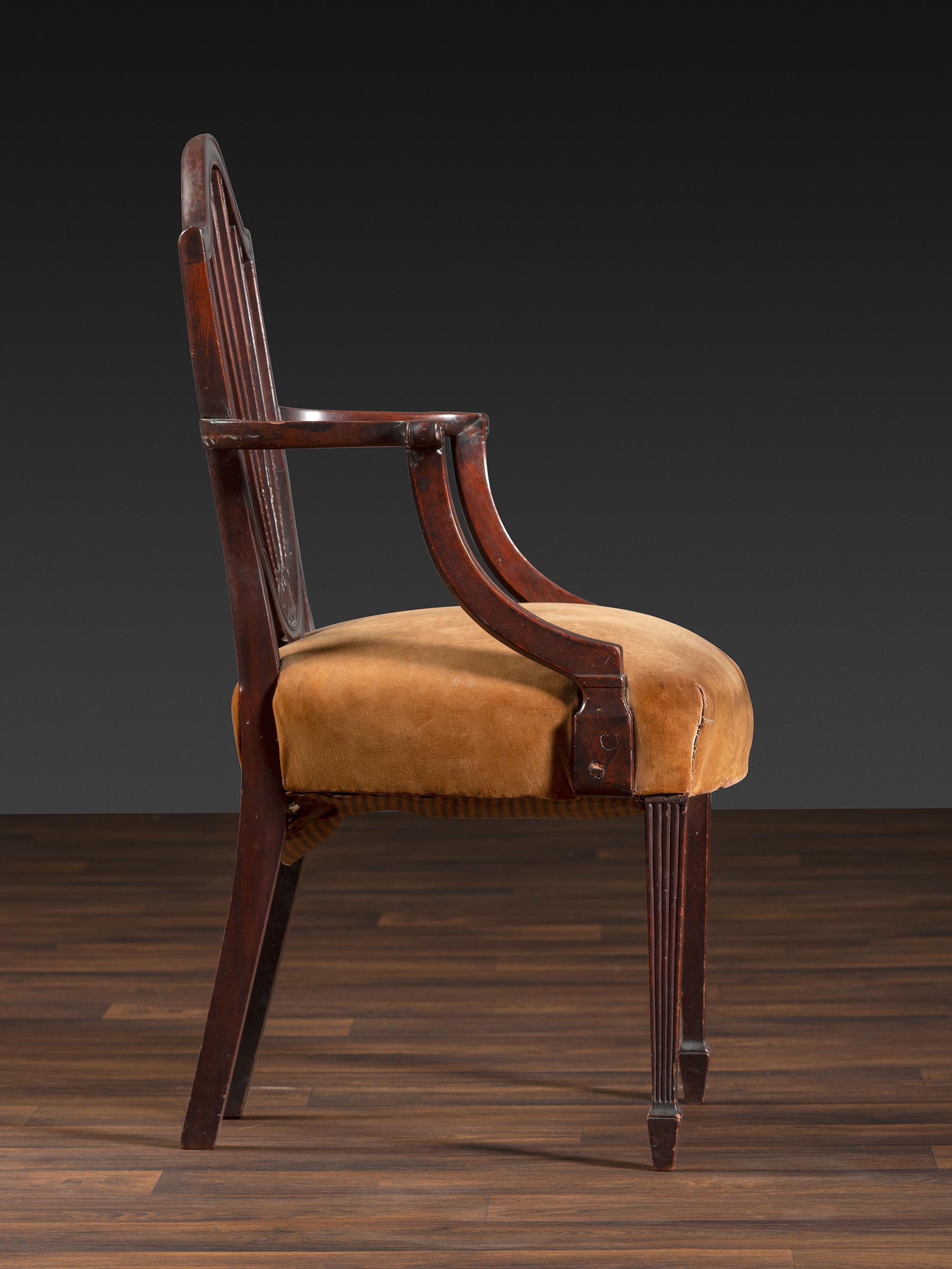 A Federal Carved Mahogany Open Armchair