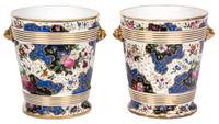 A Pair of English Porcelain Coolers Height 7 1/2 x diameter 6 1/2 inches.
