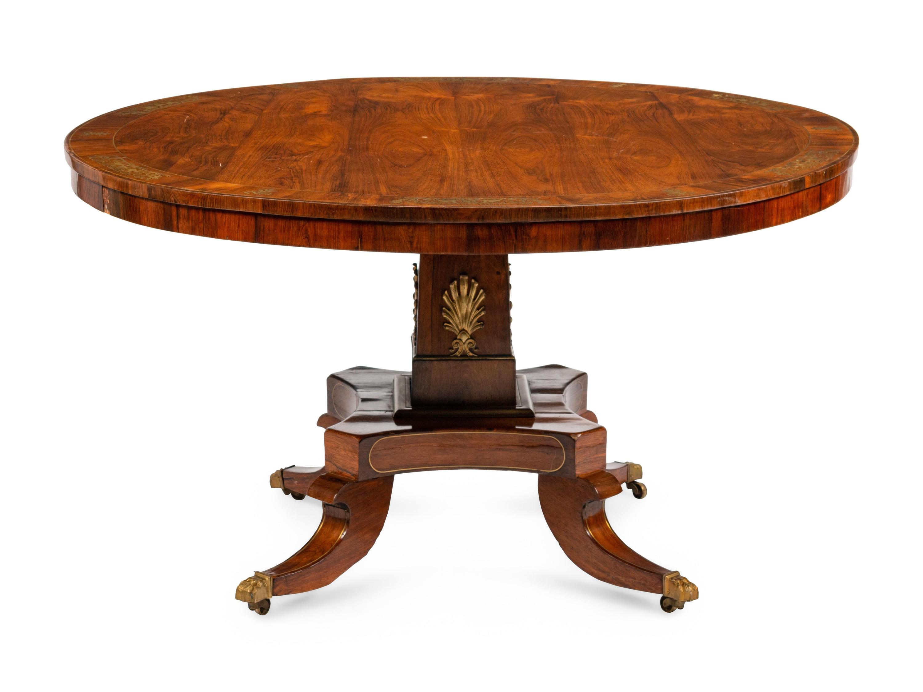 A Regency Brass Inlaid Tilt-Top Breakfast Table
