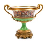 A Large Continental Gilt Bronze Mounted Porcelain Centerpiece Bowl