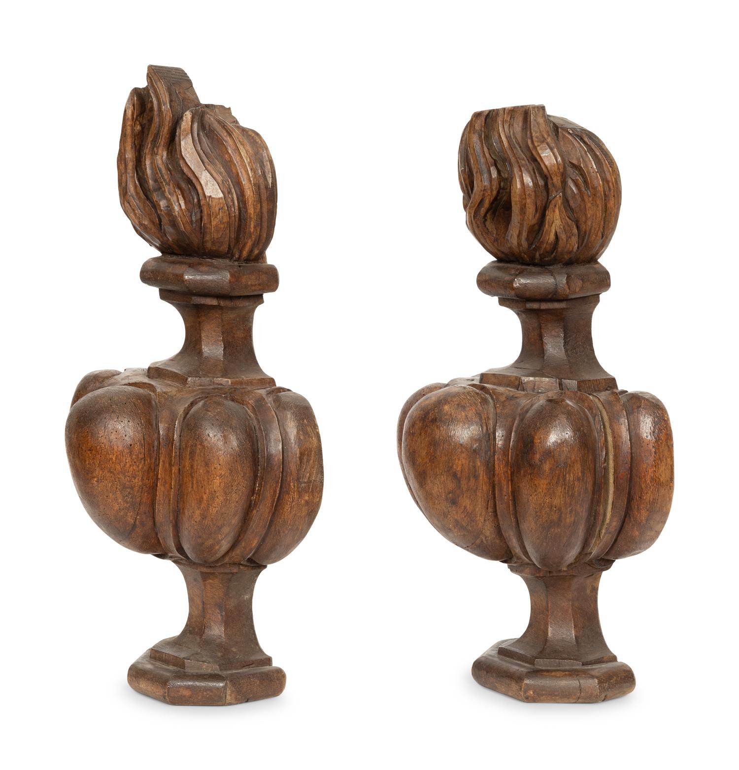 A Pair of Continental Carved Walnut Appliques