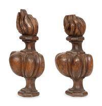 A Pair of Continental Carved Walnut Appliques