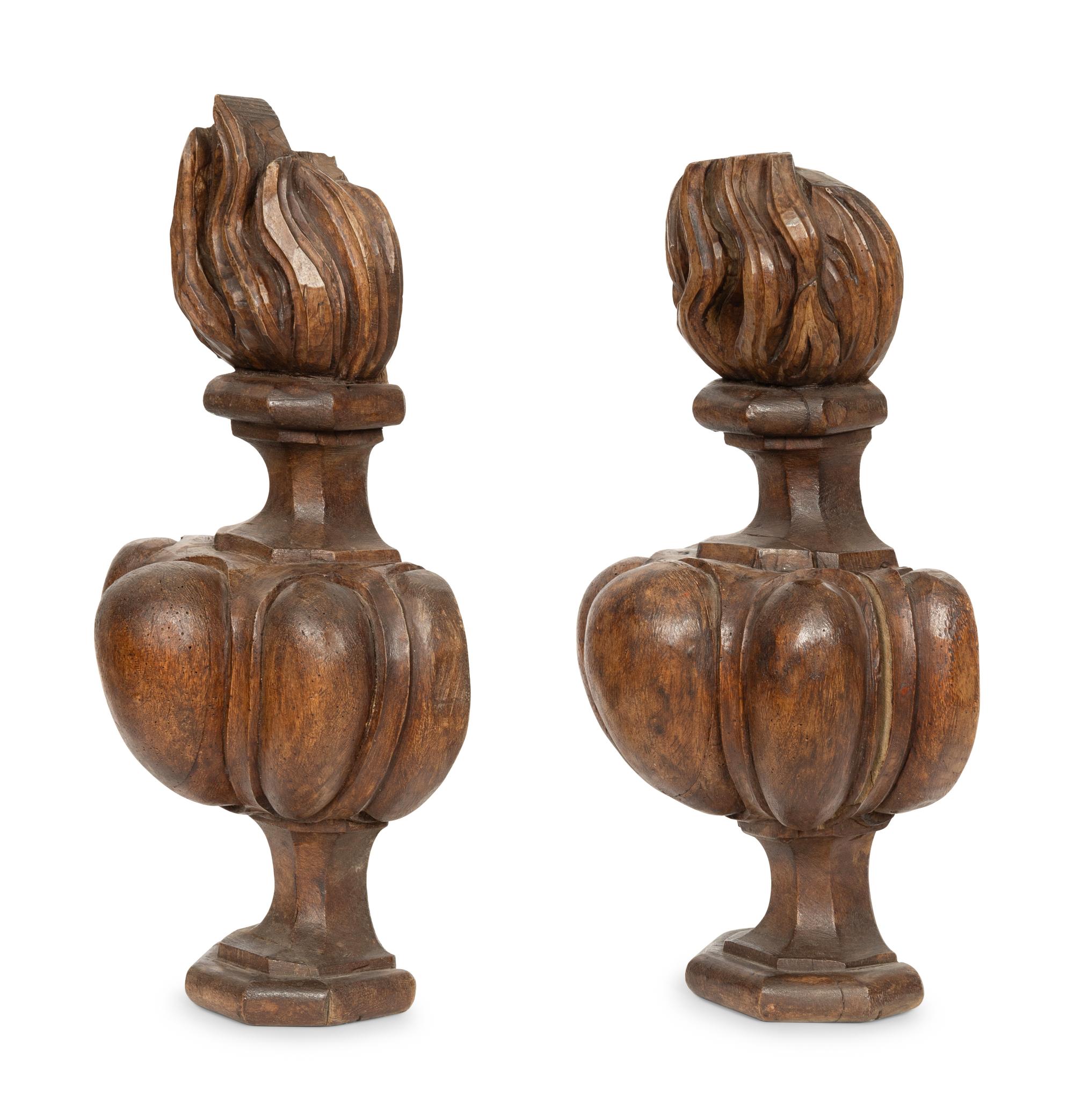 A Pair of Continental Carved Walnut Appliques