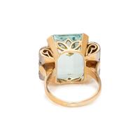 AQUAMARINE AND DIAMOND RING