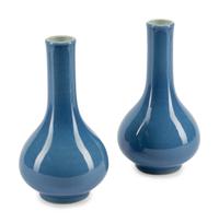 A Pair of Chinese Export Bleu Celeste Porcelain Vases