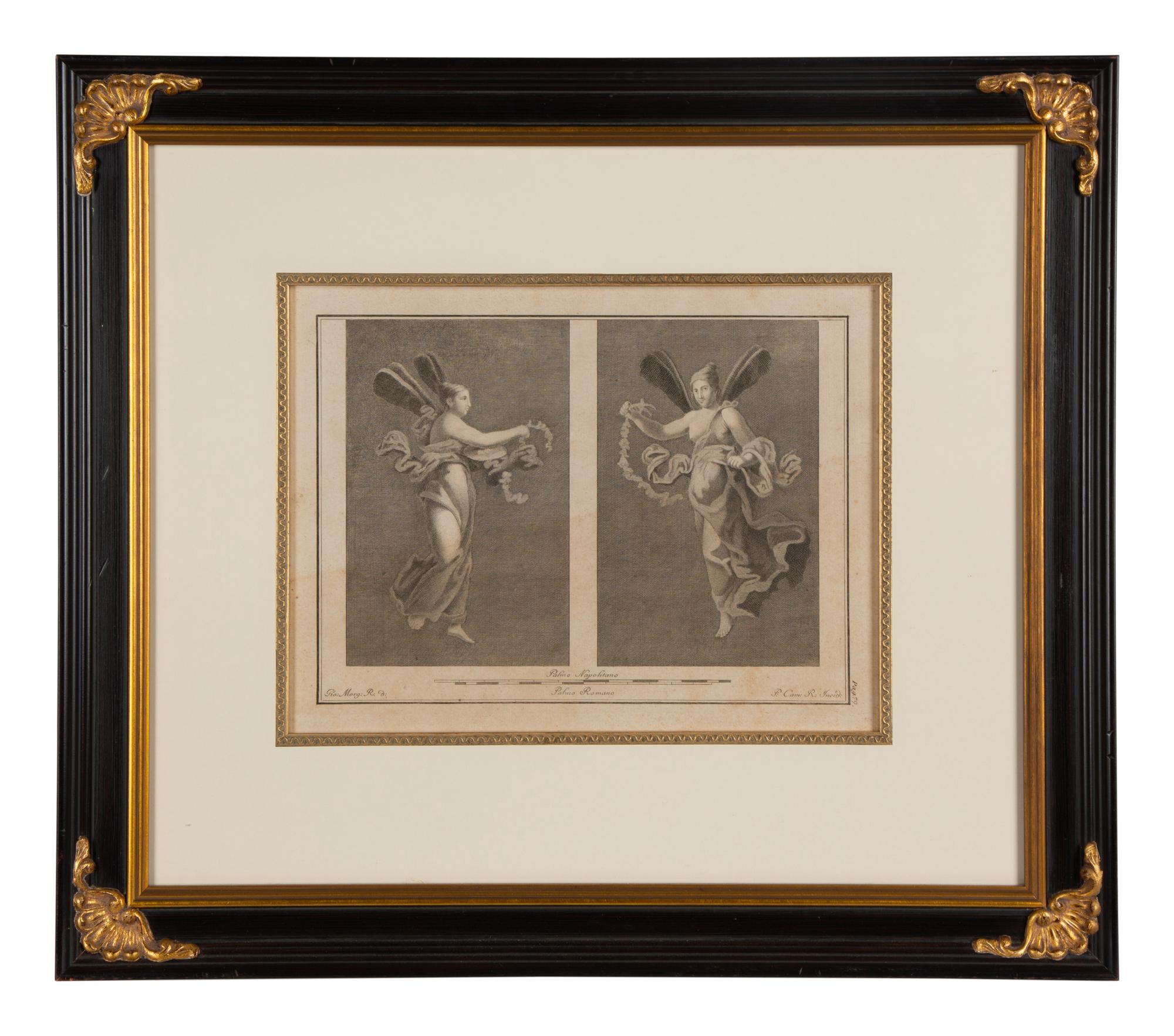 A Pair of Italian Engravings in Parcel Gilt and Ebonized Frames — 18TH CENTURY