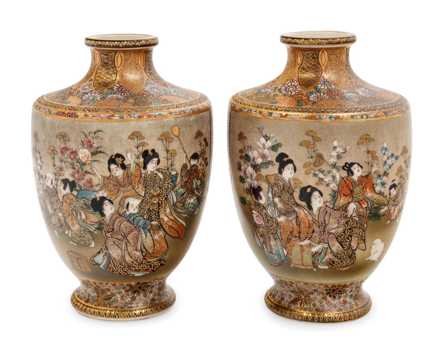 A Pair of Japanese Satsuma Vases