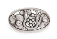 A Sterling Silver Grapevine Motif Brooch, Georg Jensen, 8.10 dwts.