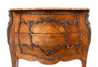 A Louis XV Style Gilt Bronze-Mounted Marquetry Marble-Top Commode