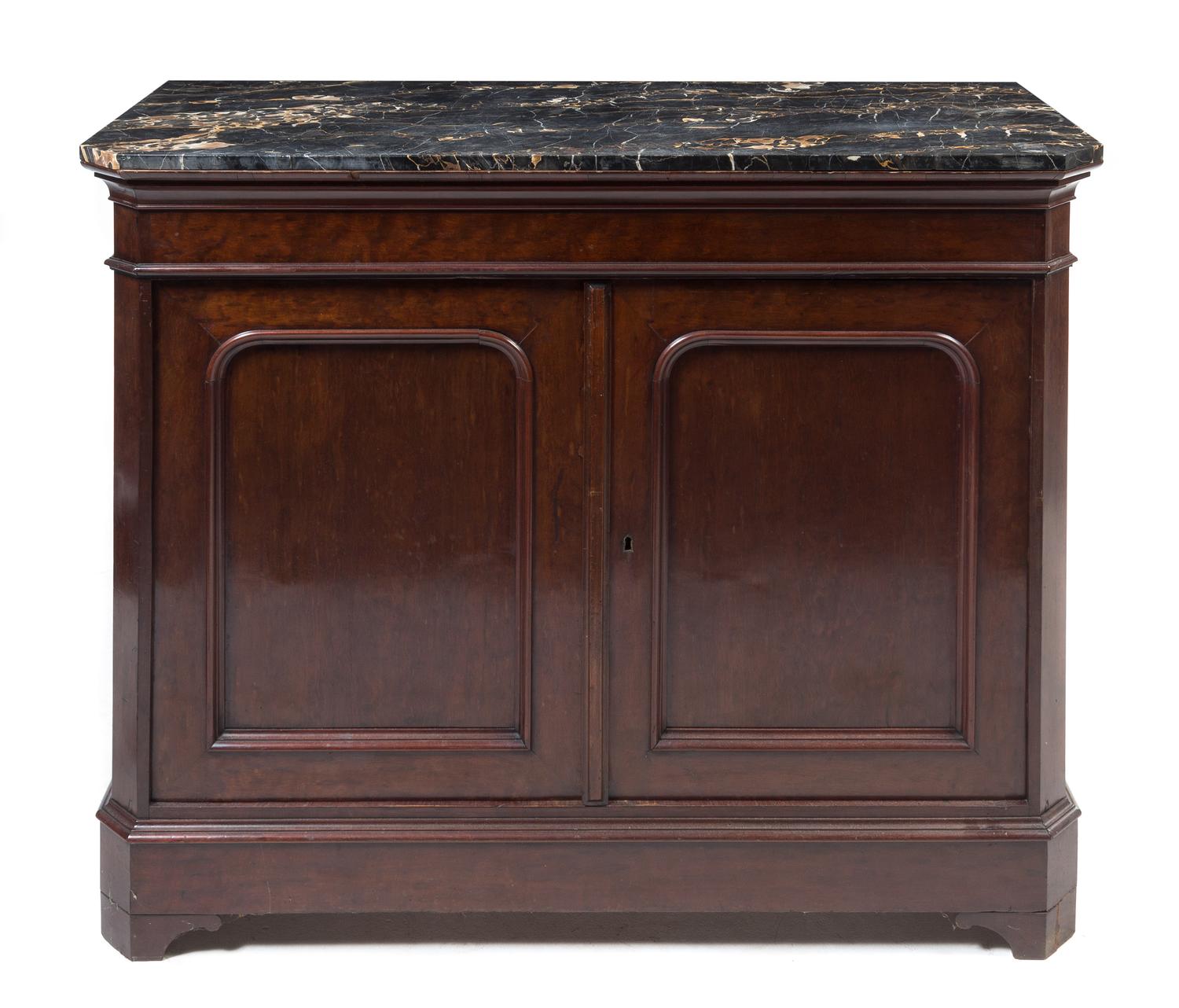 A Louis Philippe Mahogany Console Cabinet Height 40 1/4 x width 50 1/4 x depth 21 1/2 inches. — 19TH CENTURY