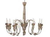 A Pair of Carved and Painted Wood Twelve-Light Chandeliers