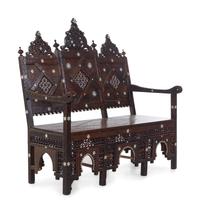 An Egyptian Carved and Inlaid Settee