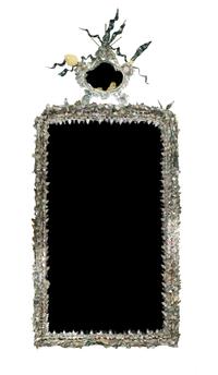 An Antler, Crab Shell and Abalone Mounted Mirror Height 131 x width 86 inches. — TONY DUQUETTE, MID-20TH CENTURY