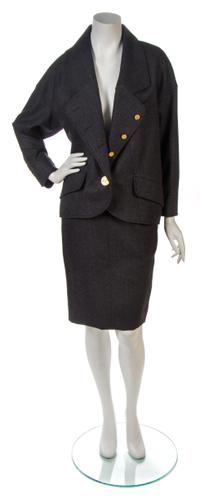 A Chanel Charcoal Grey Wool Skirt Suit,