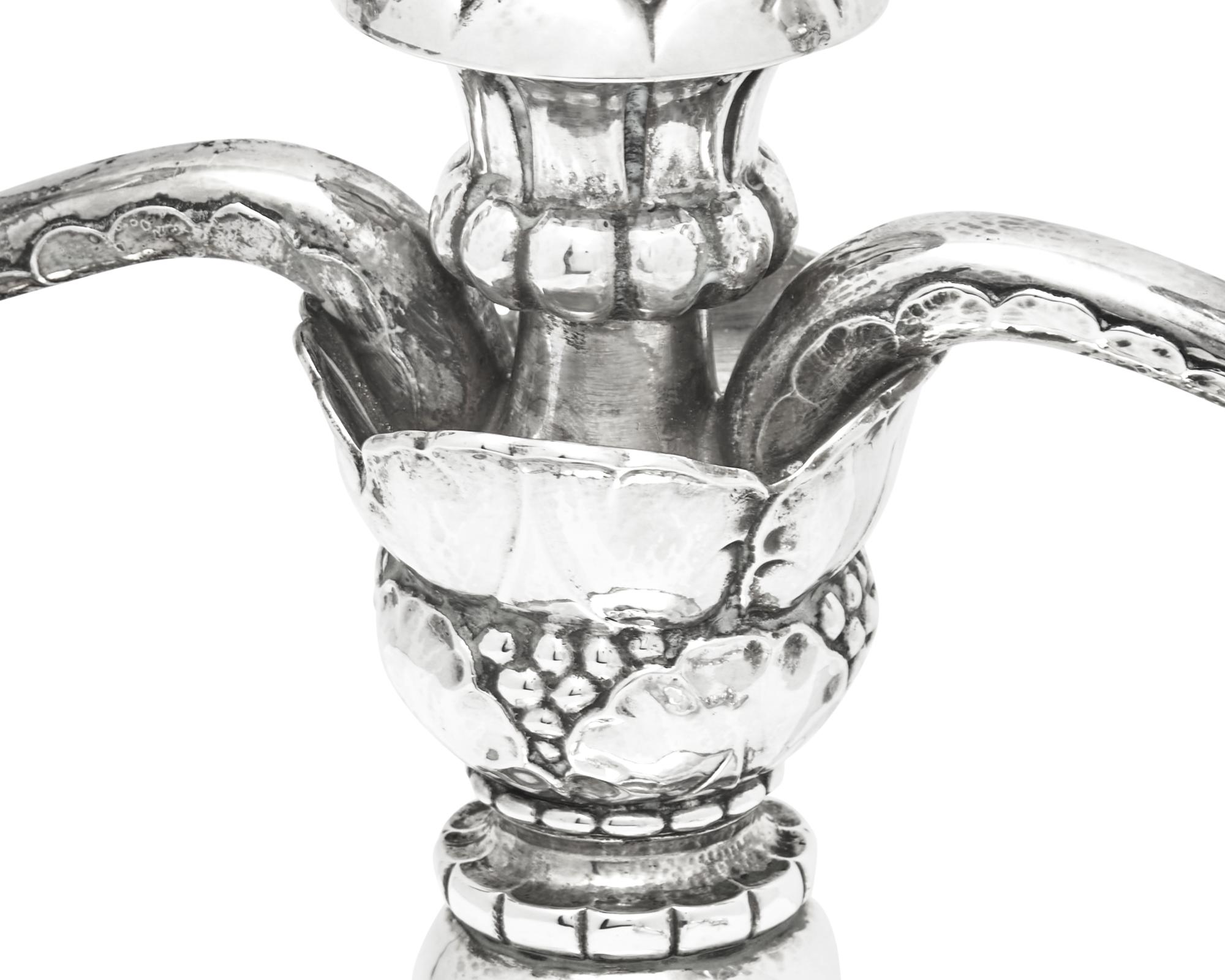A Pair of Georg Jensen Silver Two-Light Candelabra