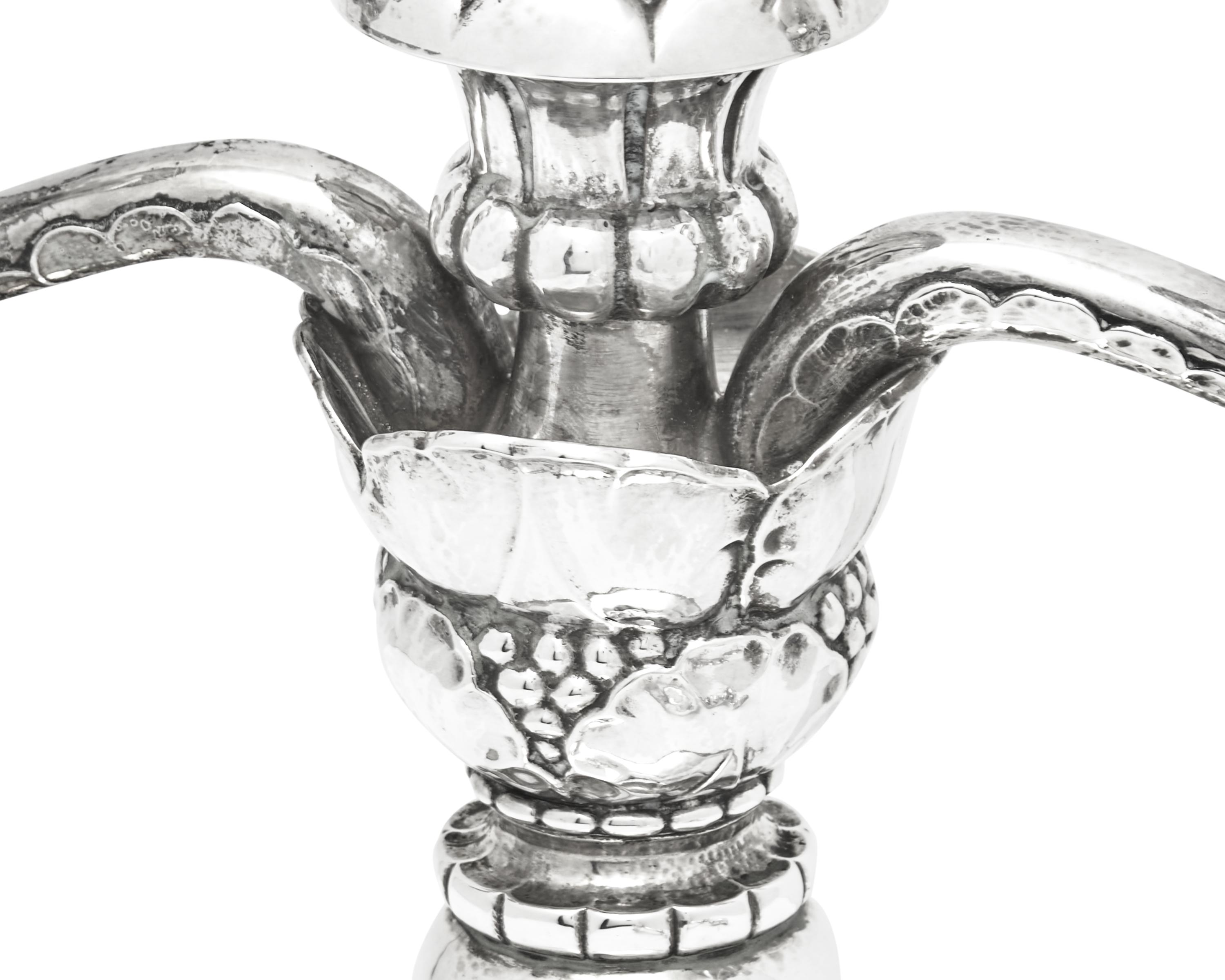 A Pair of Georg Jensen Silver Two-Light Candelabra
