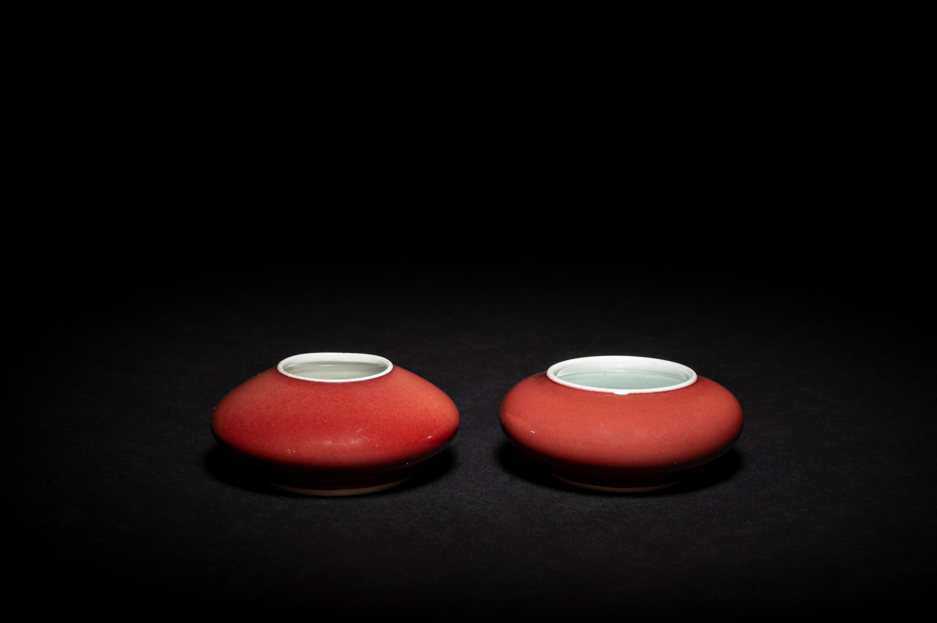Two Chinese Copper Red Glazed Porcelain Water Coupes