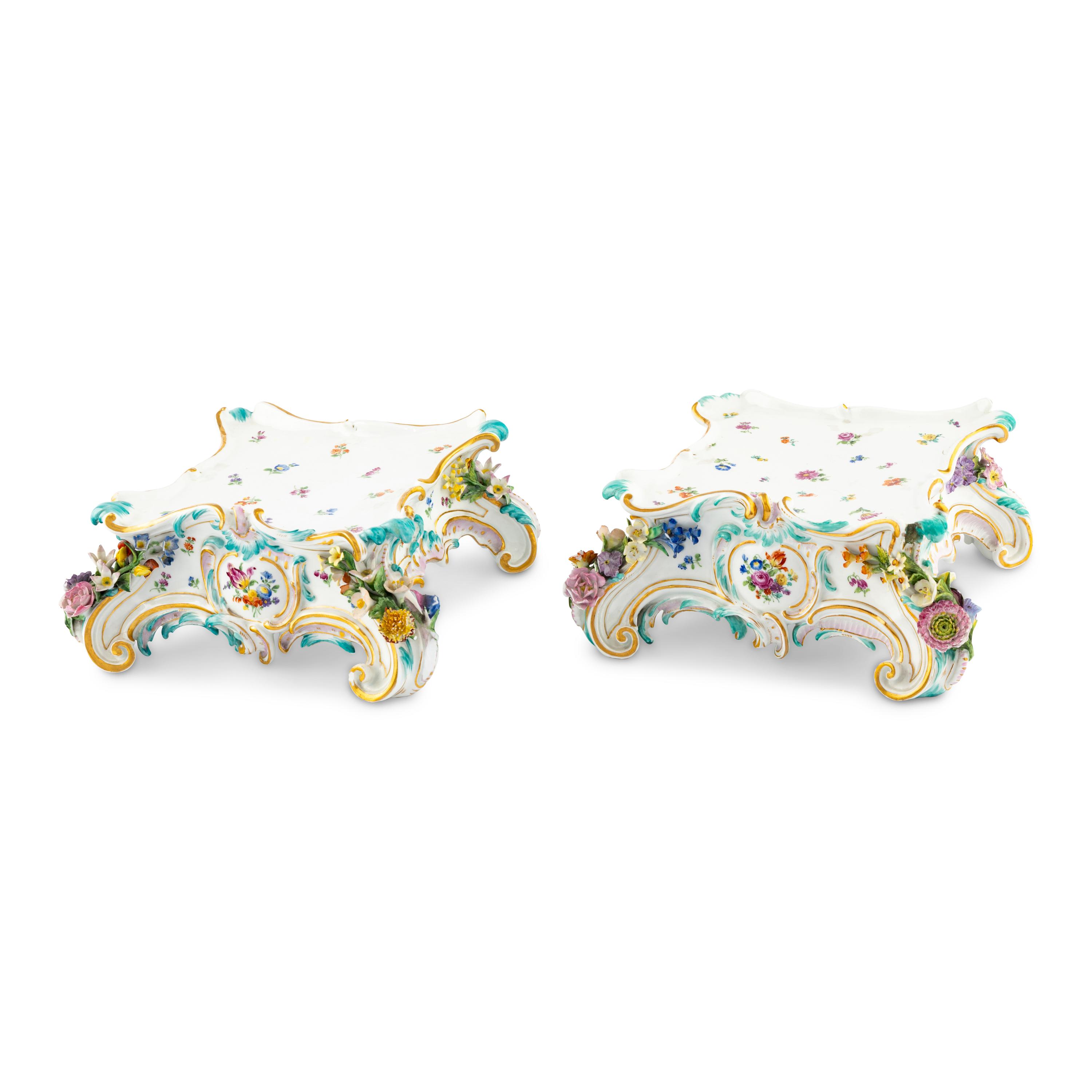A Pair of Meissen Porcelain Stands