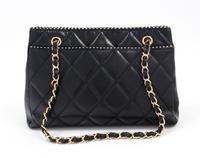 A Chanel Black Lambskin Quilted Tote Bag, 11.75" x 9" x 3.5"; Strap drop: 10.5".