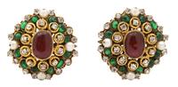 A Pair of Chanel Gripoix Earclips, 1.5" diameter.