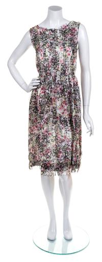 An Oscar de la Renta Multicolor Silk Floral Dress, Size: 8.