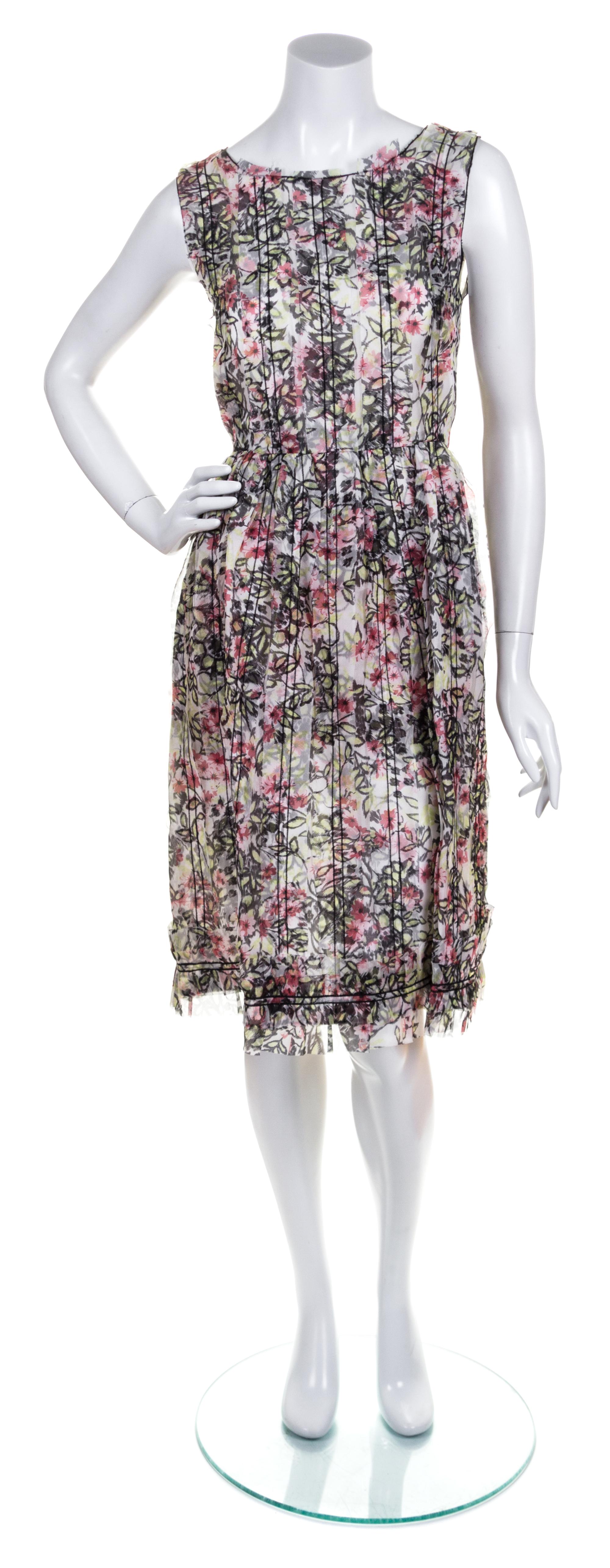 An Oscar de la Renta Multicolor Silk Floral Dress, Size: 8.