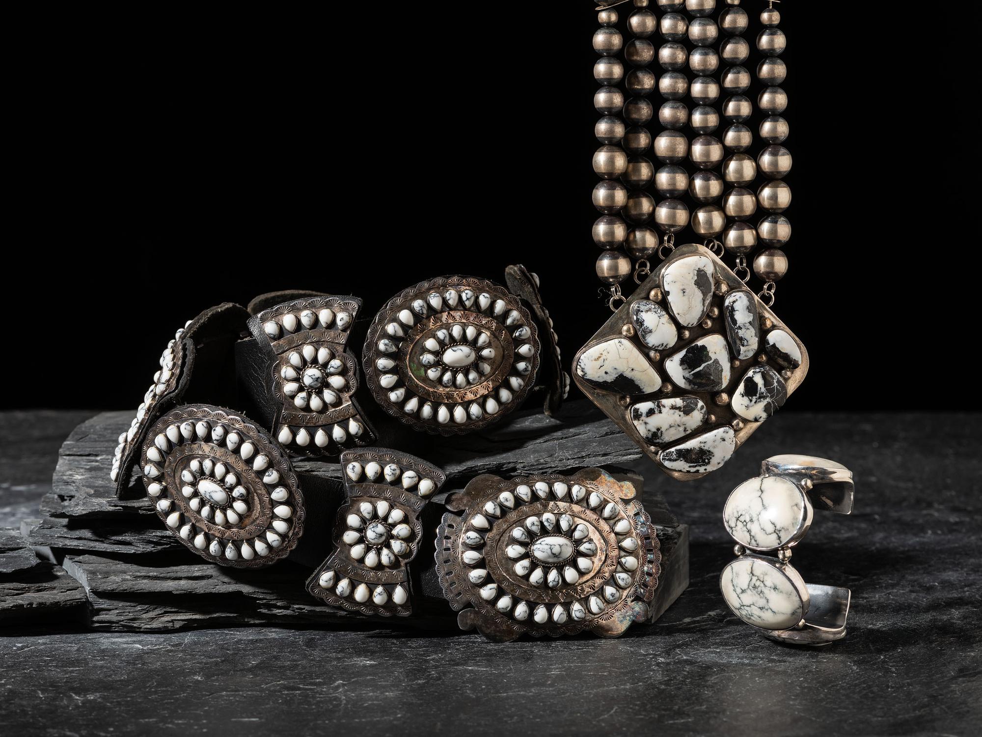 Navajo and Mixtec Howlite and Sterling Silver Jewelry