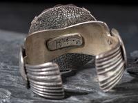 Matching Tufa Cast Silver Yei Cuff Bracelet and Necklace Suite