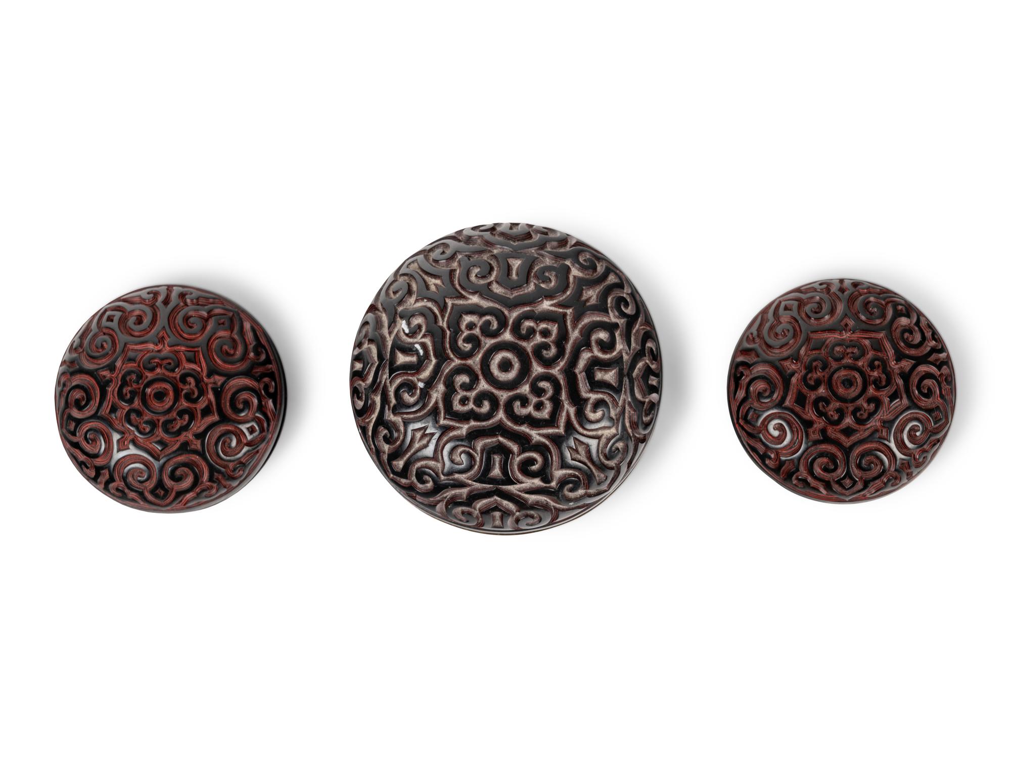 Three Chinese Tixi Style Lacquer Covered Boxes
