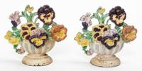 A Pair of Victorian Polychrome Decorated Wrought Iron Doorstops Height 7 inches. — 19TH CENTURY