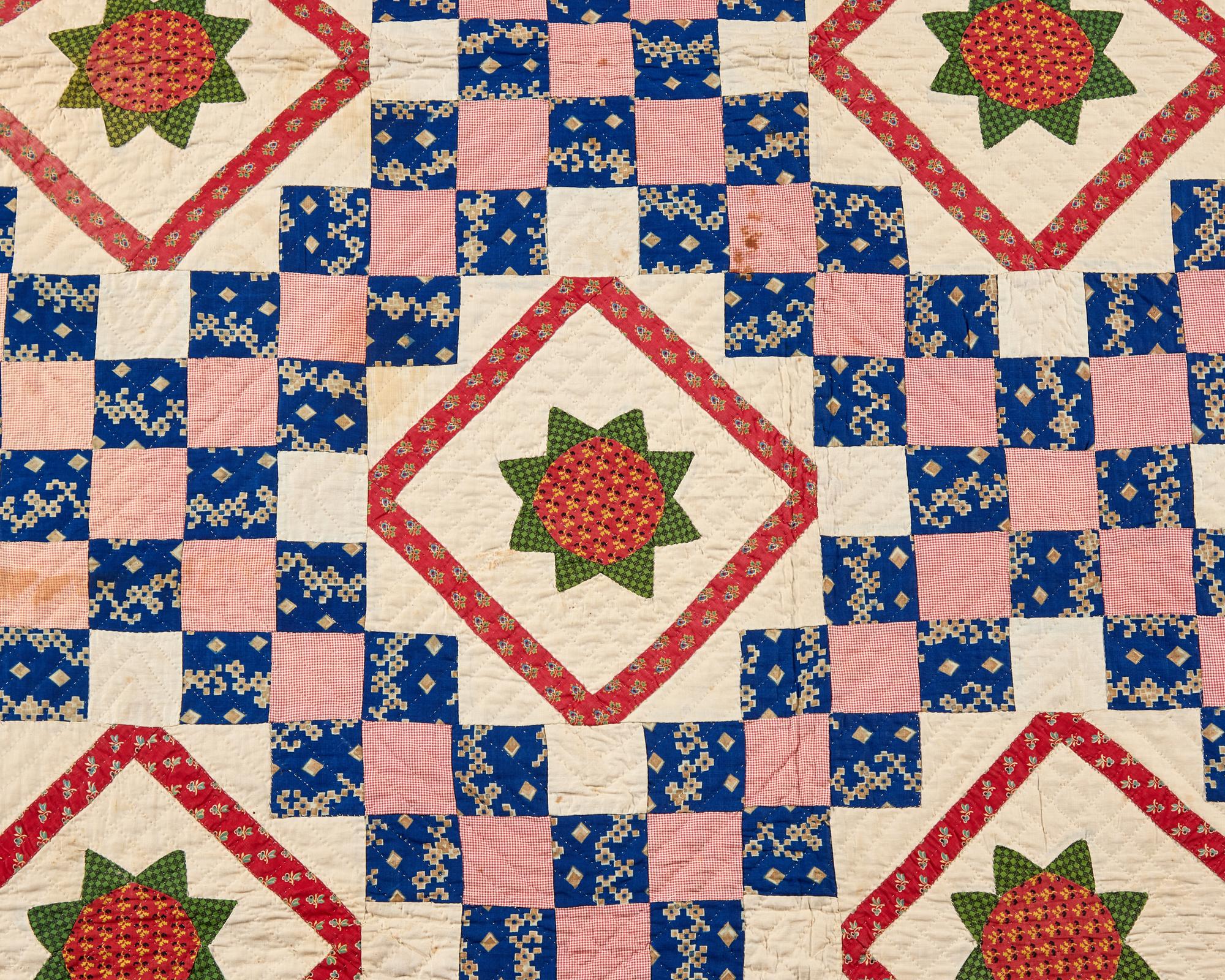 A Pieced Quilt: Irish Chain and Flowerhead Blocks