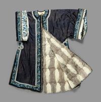 A Chinese Fur-Lined Embroidered Silk Lady's Surcoat