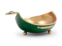 A Russian Silver and Enamel Turquoise-Inset Kovsh
